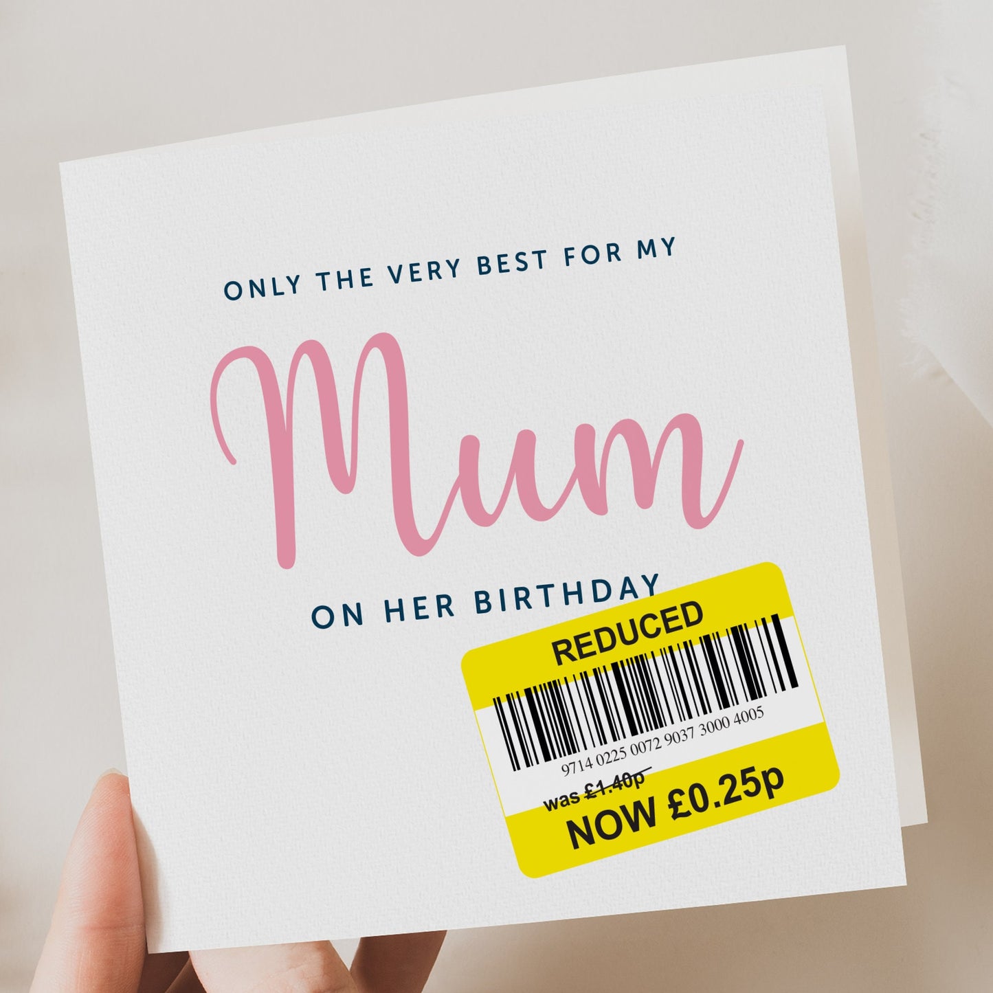 Funny Birthday Card for Mum - Blank Inside 6"x6"
