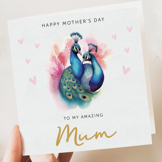 Mother's Day Card | Mothers Day Card | Peacock Mothers Day Card | Mummy Mothers day card | Card from Daughter | Card for Nana