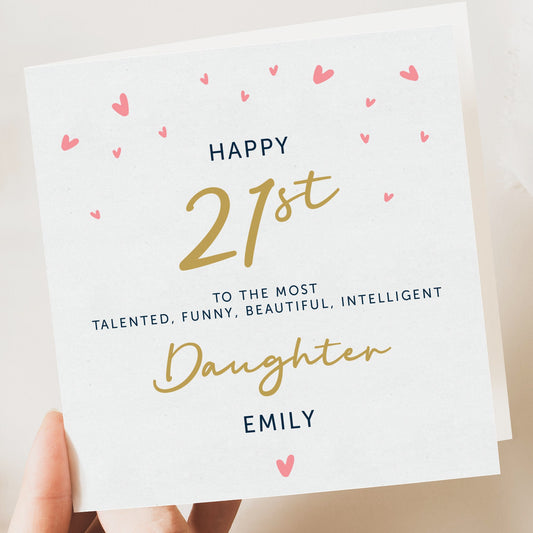 Daughter 21st Birthday Card Personalised