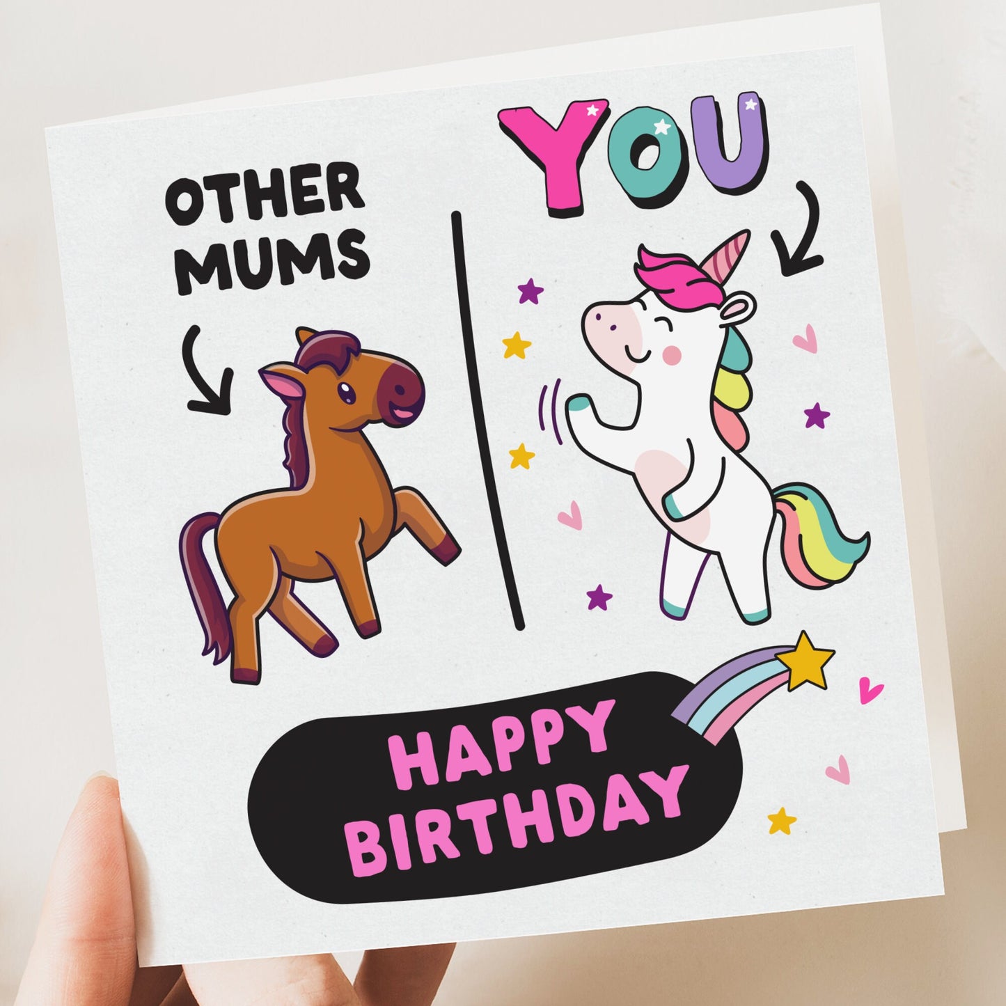 Funny Mu Birthday Card - Unicorn Personalised