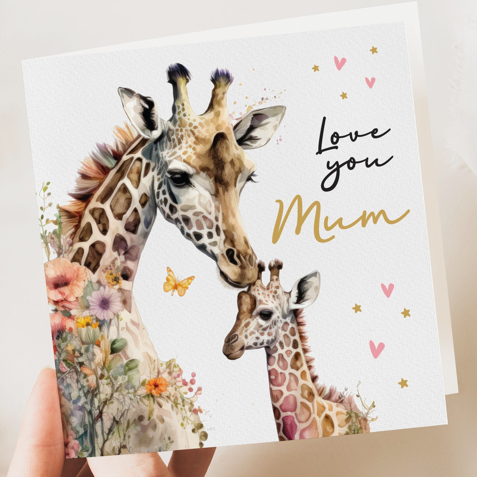 Giraffe Mother's Day Card - Personalizable 5.3" Square