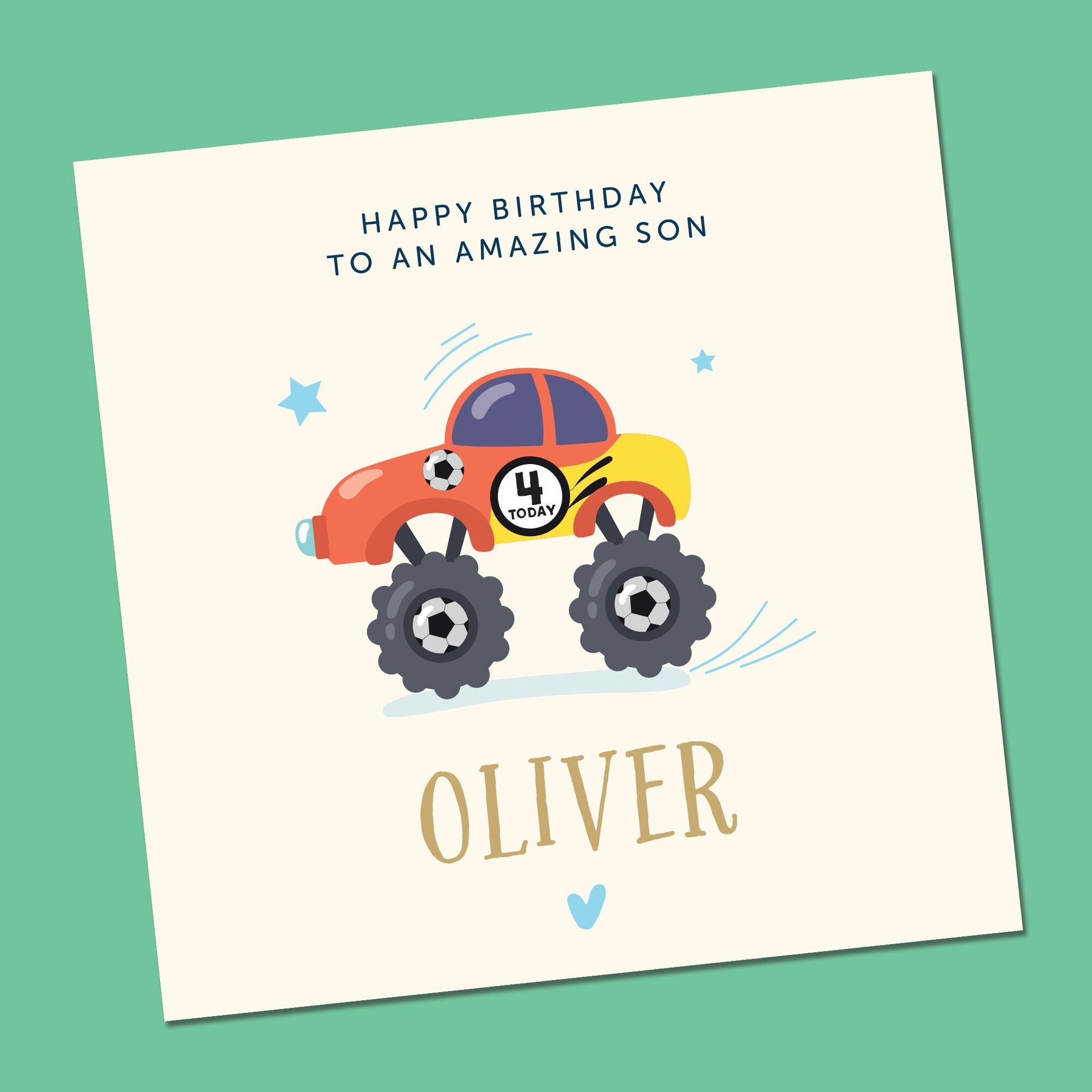 Boys Monster Truck Birthday Card - Personalised