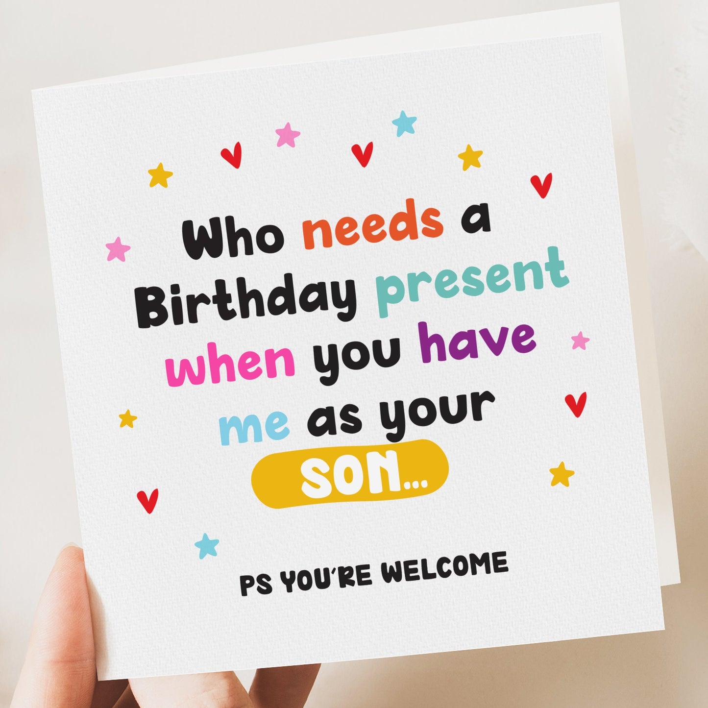 Funny Birthday Card Mum Dad 6" x 6"