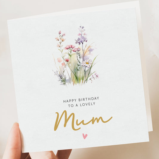 Floral Birthday card for mum, mothers day birthday card for her, personalised birthday card, birthday card for niece, sister jeweled card,