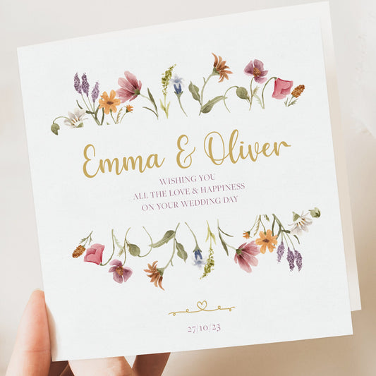 Wedding Card Personalised Floral Bride Groom