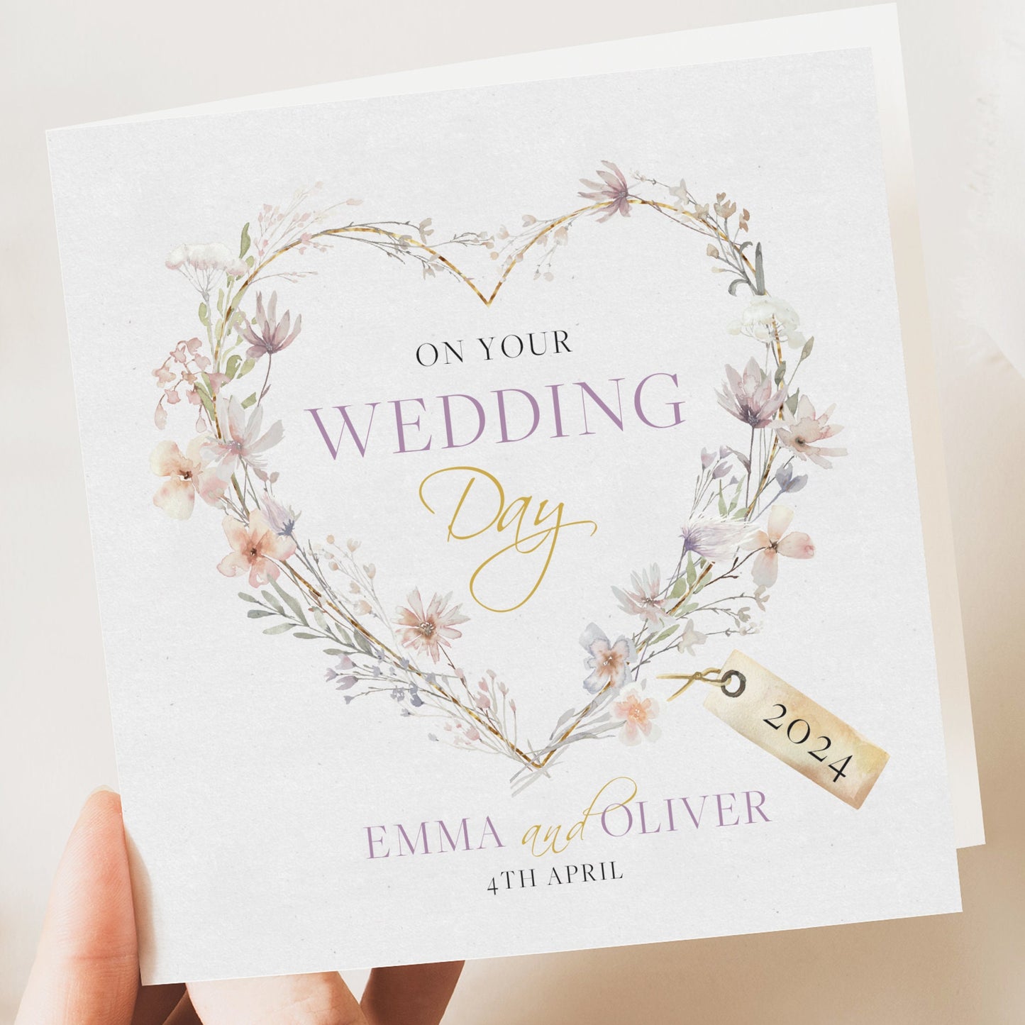 Personalised Wedding Floral Card | Newly Married Couple Greeting | Congratulations Wedding Card | Wedding Gift Card | Initials