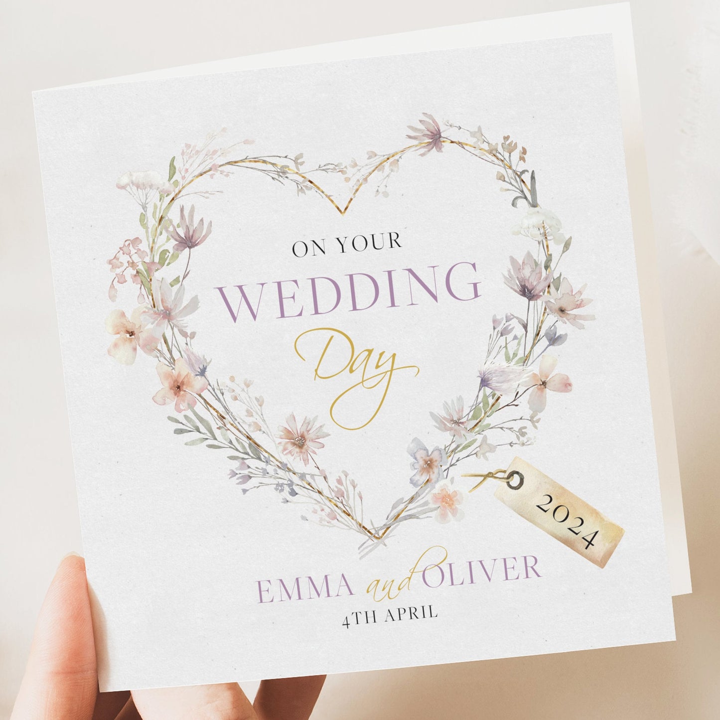Personalised Wedding Floral Card - Congratulations