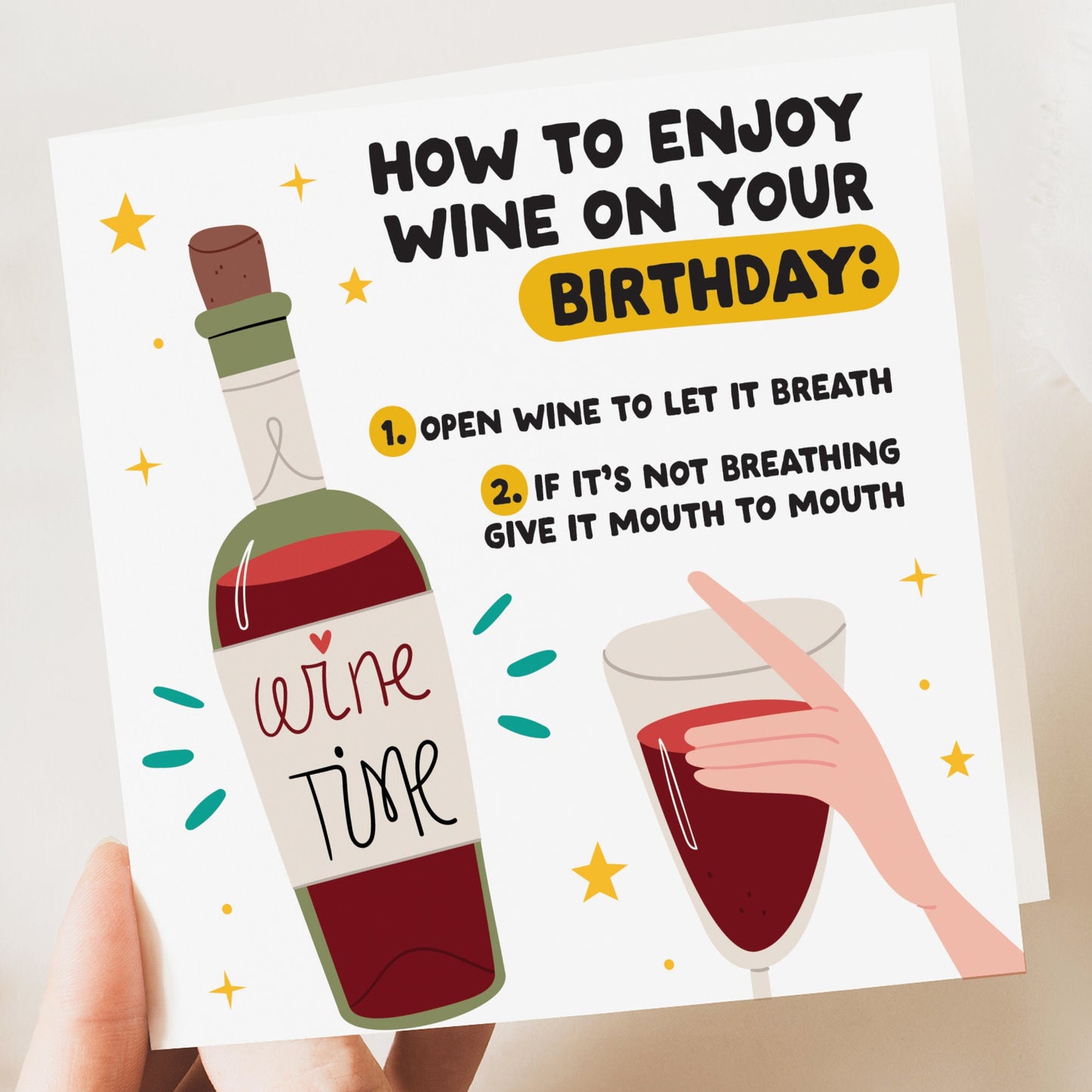 Funny Birthday Card Wine Friend
