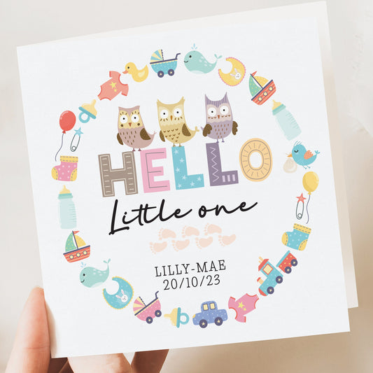 Newborn baby card personalised