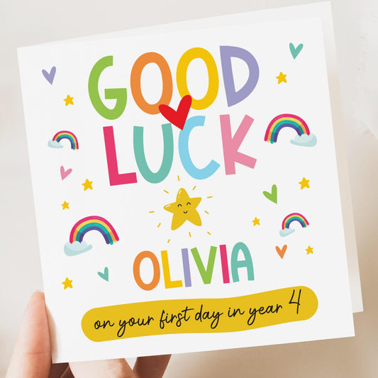 First day at School Card, First day of Secondary School, Back to school card, New School Card, Personalised good luck card