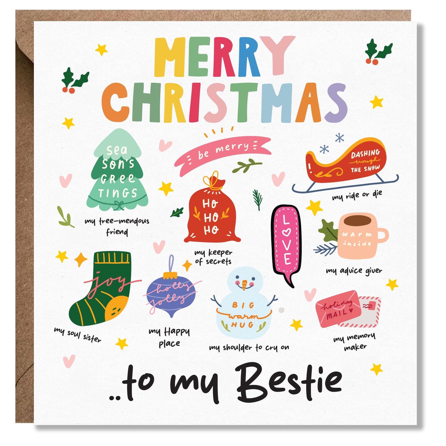 Best Friend, bestie Christmas Card, Sister Festive Card, Best Friend Birthday Gift for Female, Women, Girls, Bestie Gift
