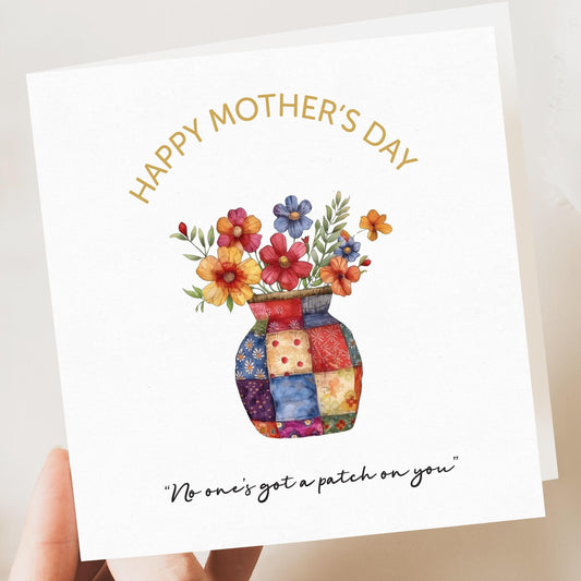 Mothers Day Card, From Son, Daughter, Happy Mothers Card for Mum, Personalised Mothers Day Gift, Embroidery-Inspired Design