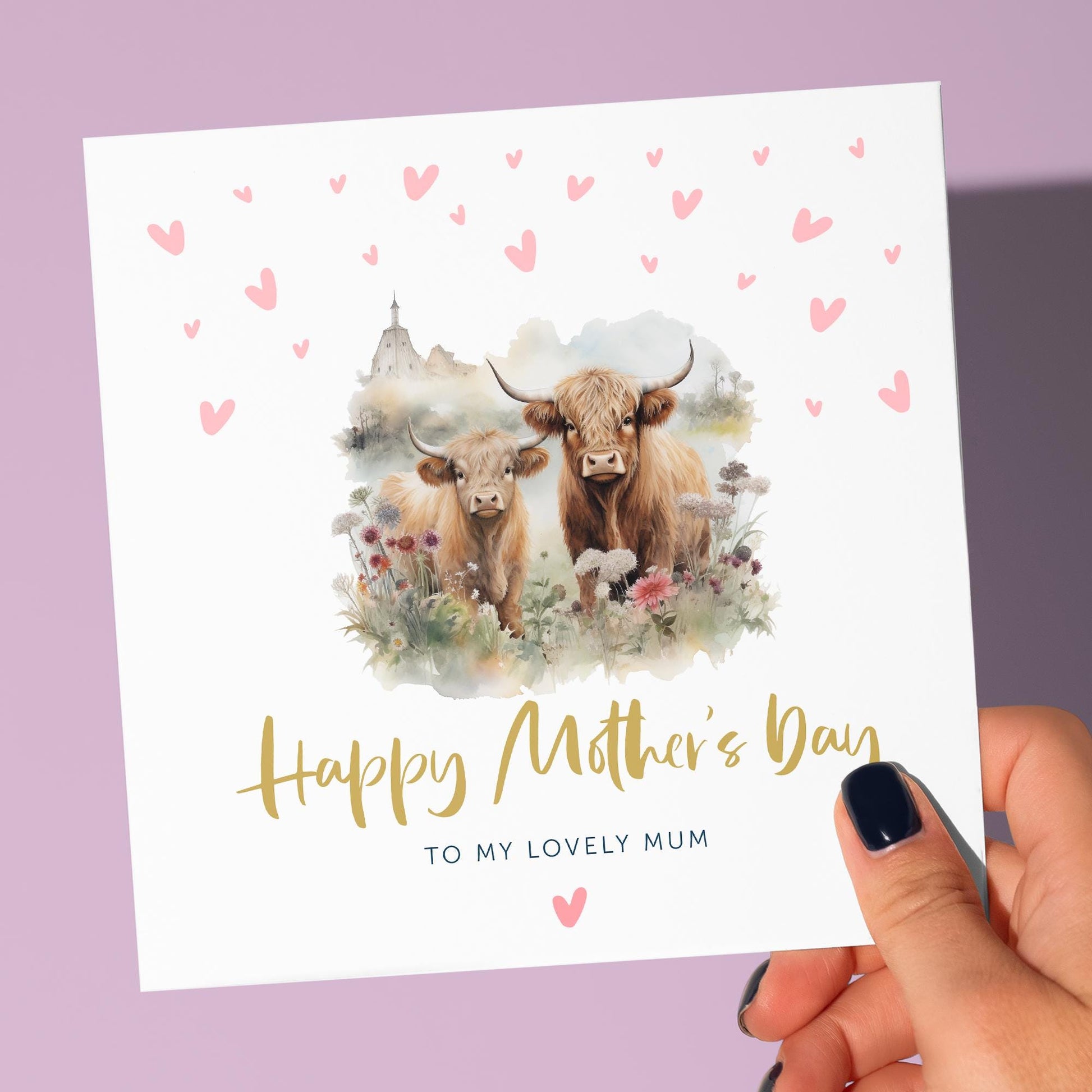 Mother's day card | mothers day card | Highland Cow and baby | giraffe mothers day card | mummy mothers day card | card from daughter