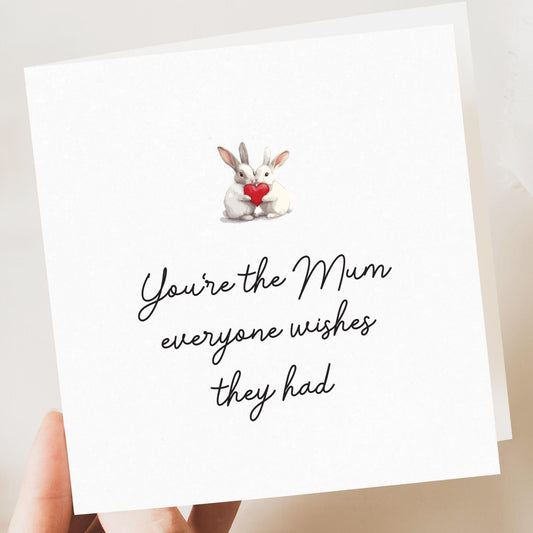 Bunny Mothers Day Card, Step Mum, Mom, Mum, From Daughter, Floral Mother’s Card for Mum, Happy Cute Mothers Day Cards, Personalised Gift