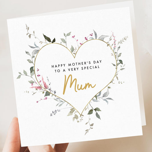 Mothers Day Card, Step Mum, Mom, Mum, From Daughter, Floral Mother’s Card for Mum, Happy Mothers Day Cards, Personalised Mothers Day Gift, 3