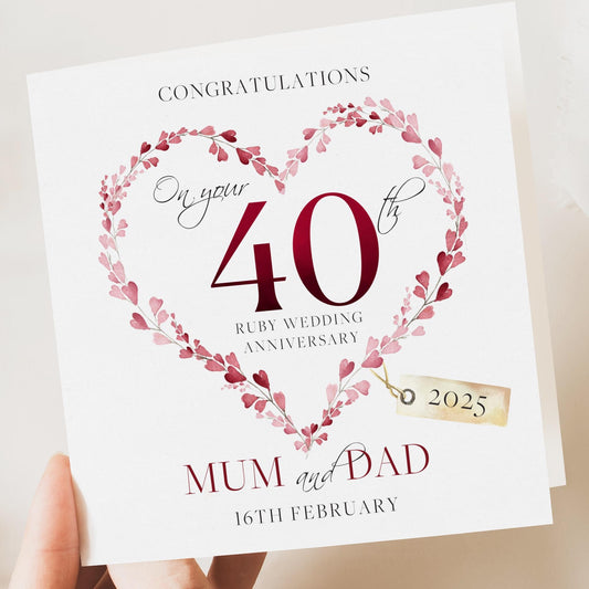 40th Ruby Wedding Anniversary card