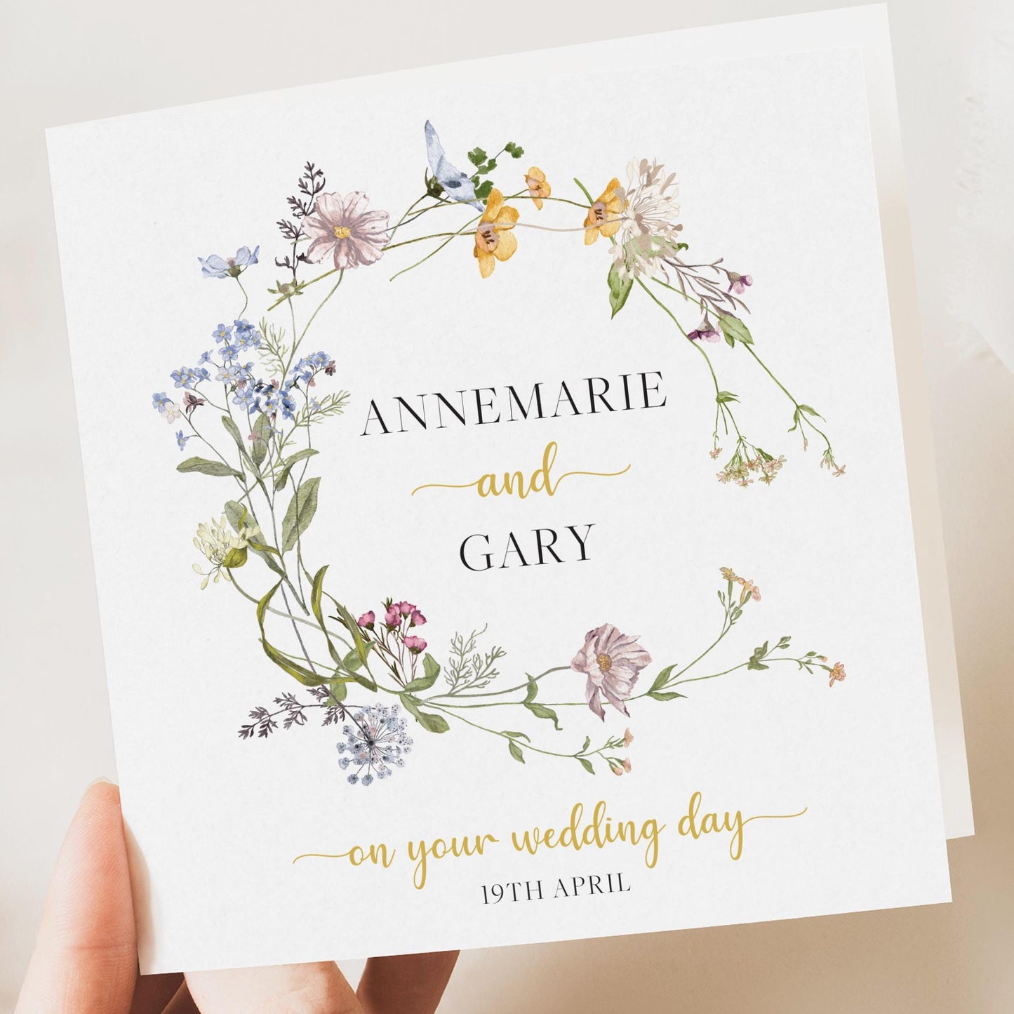 Personalised Wedding Floral Card | Newly Married Couple Greeting | Congratulations Wedding Card | Wedding Gift Card | Summer meadow floral