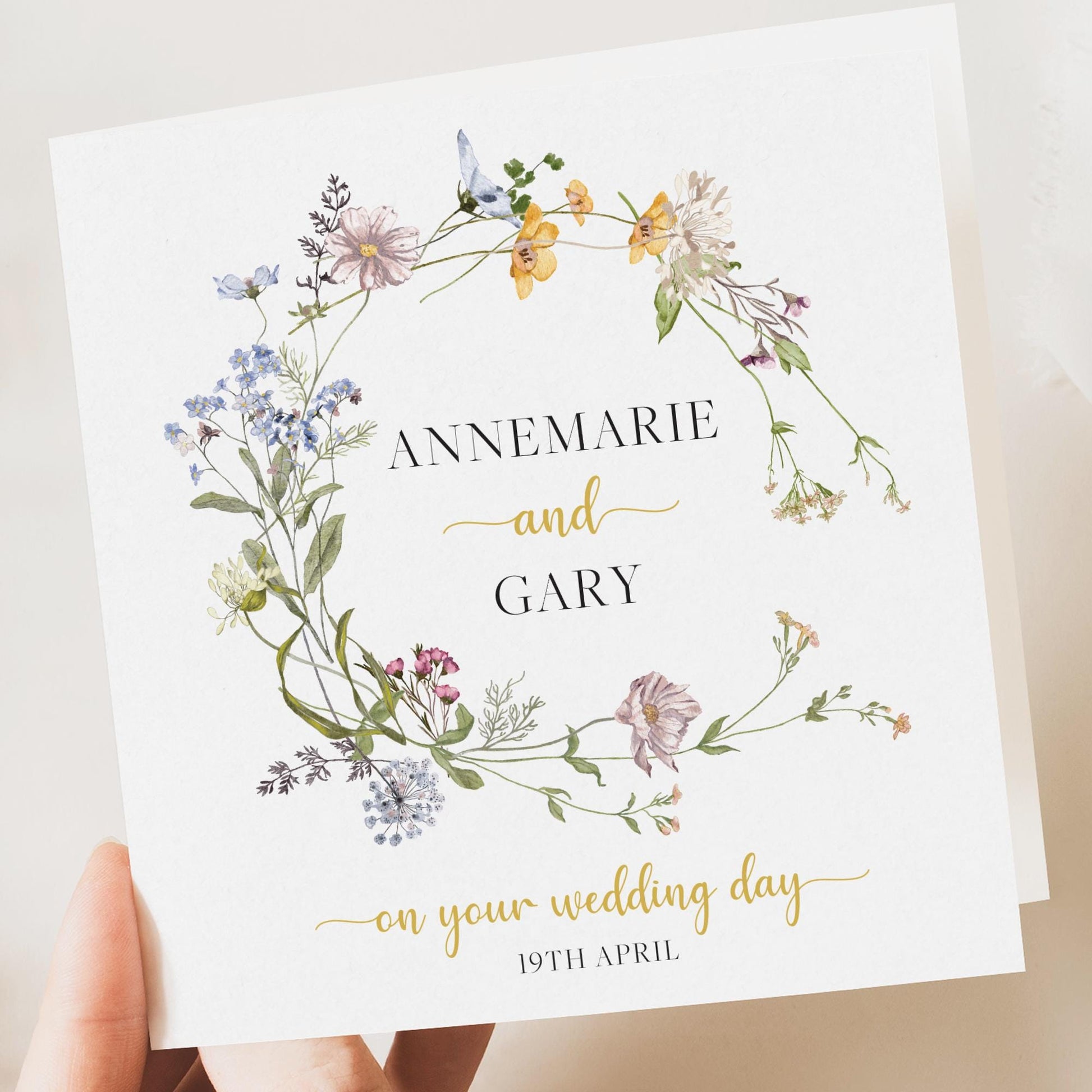 Personalised Wedding Floral Card | Newly Married Couple Greeting | Congratulations Wedding Card | Wedding Gift Card | Summer meadow floral