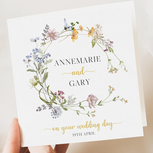 Personalised Wedding Floral Card | Newly Married Couple Greeting | Congratulations Wedding Card | Wedding Gift Card | Summer meadow floral
