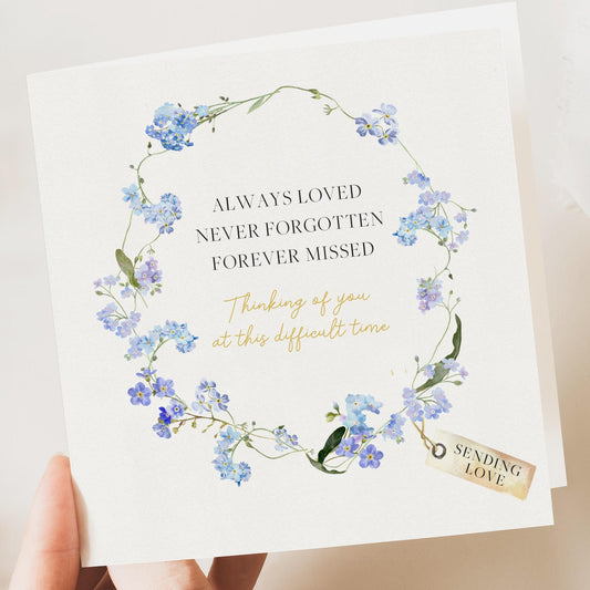 Sympathy Card, Handmade Sympathy Card, Forget me not, Bereavement, Condolences, Sorry for your Loss, Thinking of You