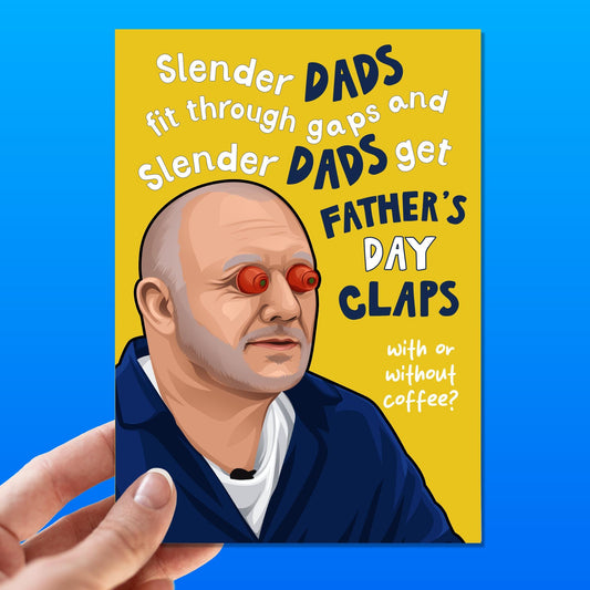 Funny fathers day card, Bob Mortimer, Father's Day Card, Fathers day Cards from kids, for Dad, Slender people song, last one laughing