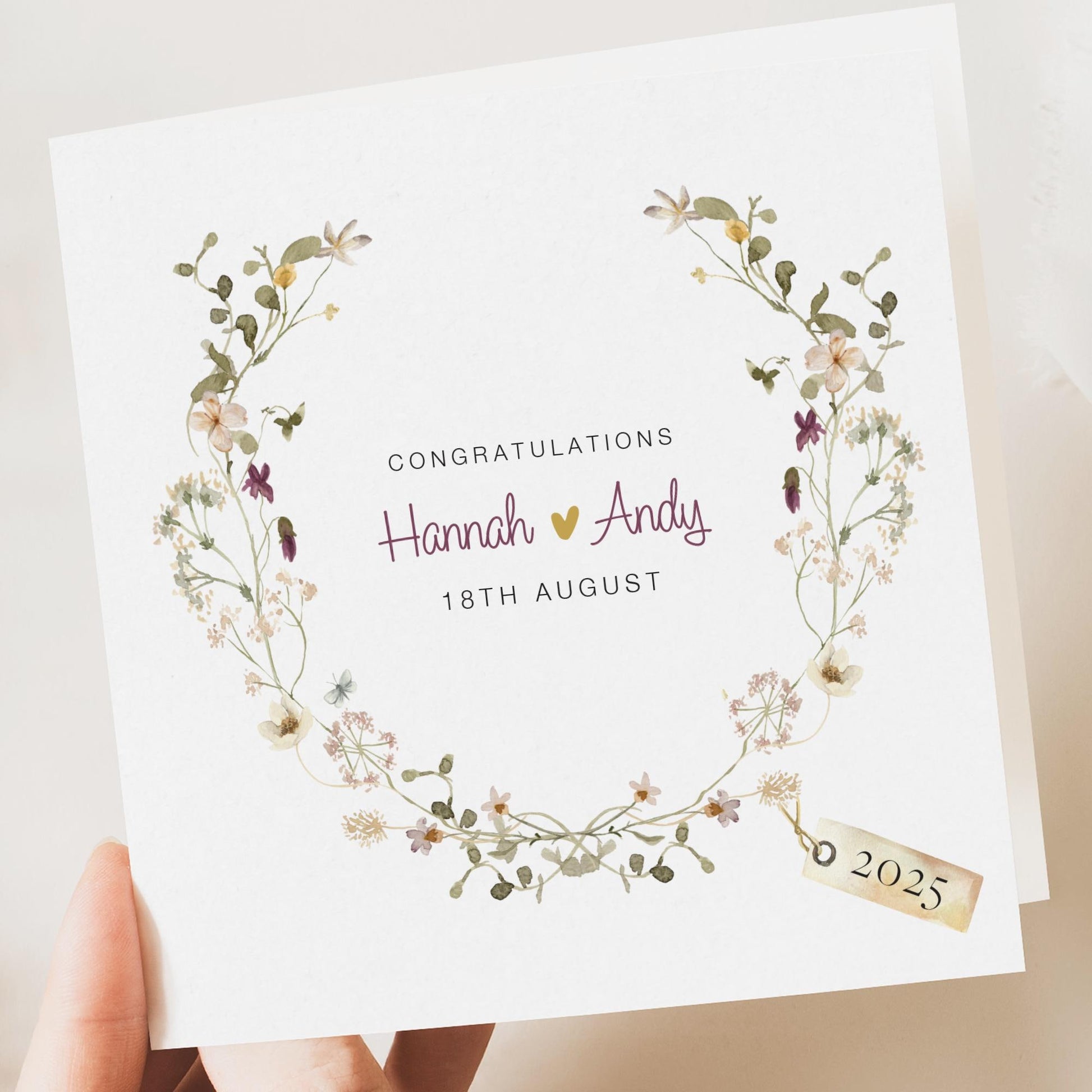Personalized Floral Wedding Card: Newly Married Couple Gift