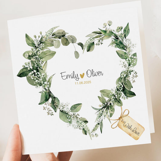 Personalised Wedding Floral Card | Newly Married Couple Greeting | Anniversary | Congratulations Engagement Card | Wedding Gift Card