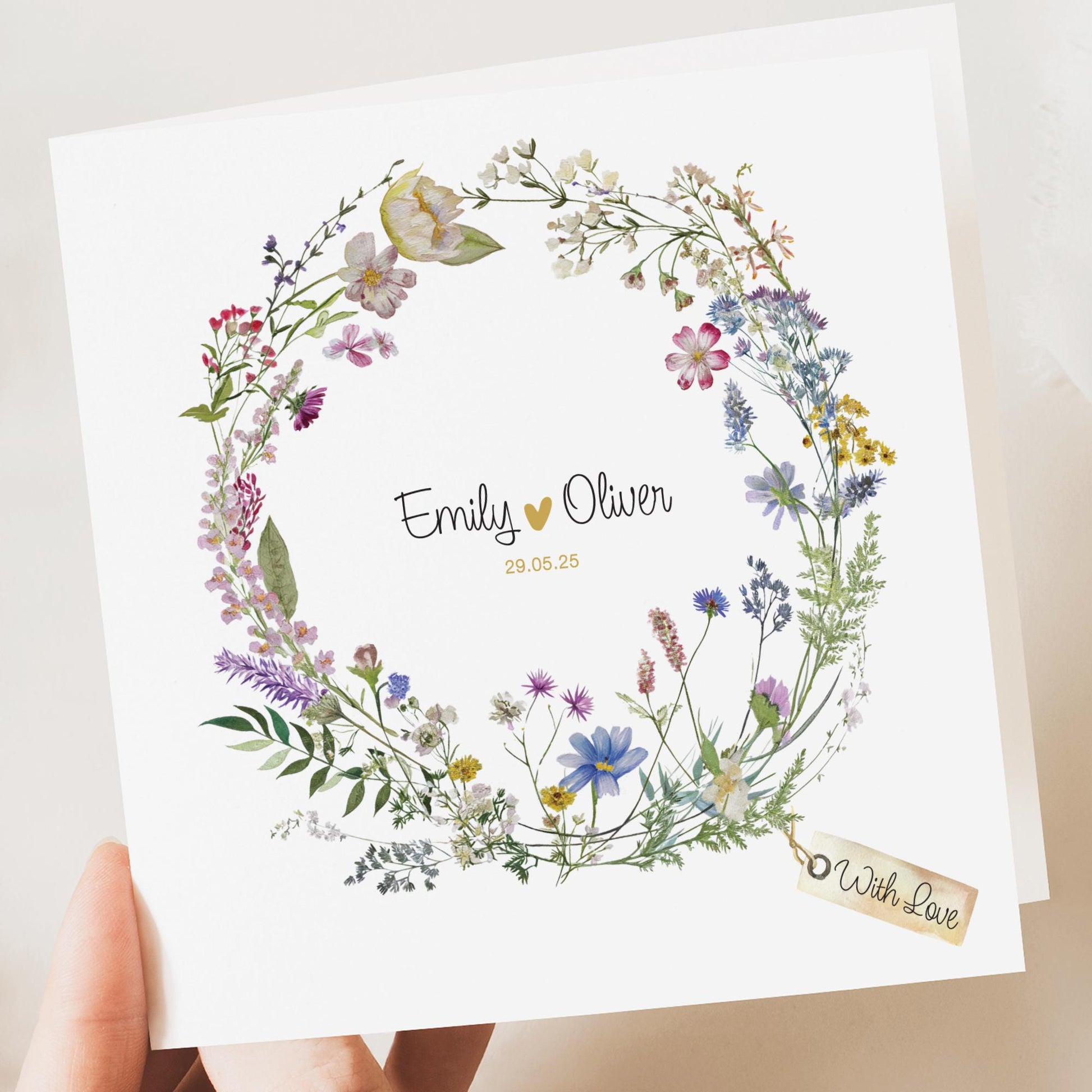 Personalised Wedding Floral Card | Newly Married Couple Greeting | Anniversary | Congratulations Engagement Card | Wedding Gift Card
