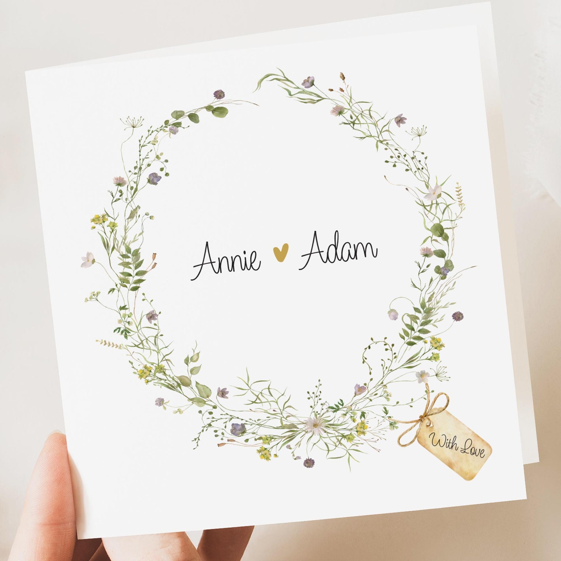 Personalised Wedding Floral Card | Newly Married Couple Greeting | Anniversary | Congratulations Engagement Card | Wedding Gift Card