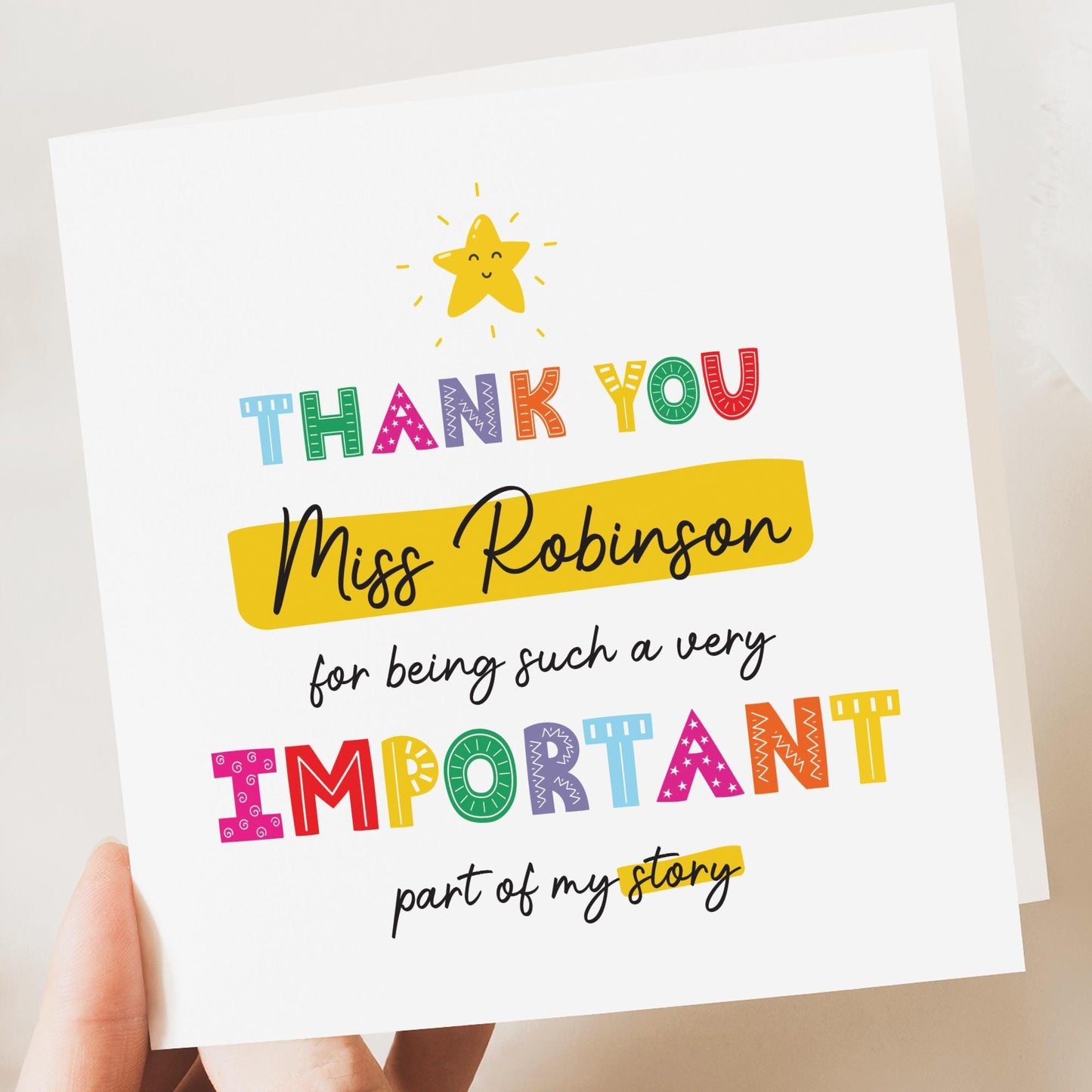 Teacher Thank You Card - Personalised