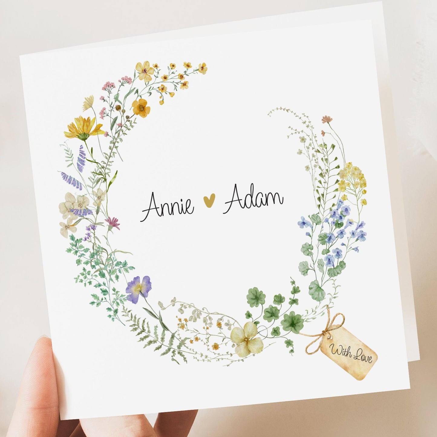 Personalised Wedding Floral Card | Newly Married Couple Greetings | Anniversary | Congratulations Engagement Card | Wedding Gift Card
