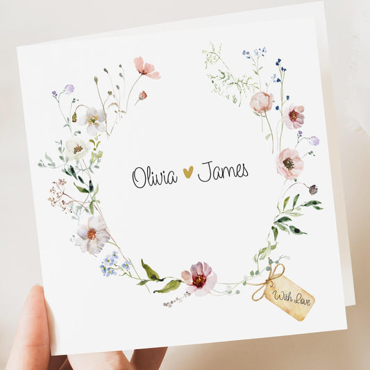 Personalised Wedding Floral Cards | Newly Married Couple Greetings | Anniversary | Congratulations Engagement Card | Wedding Gift Card