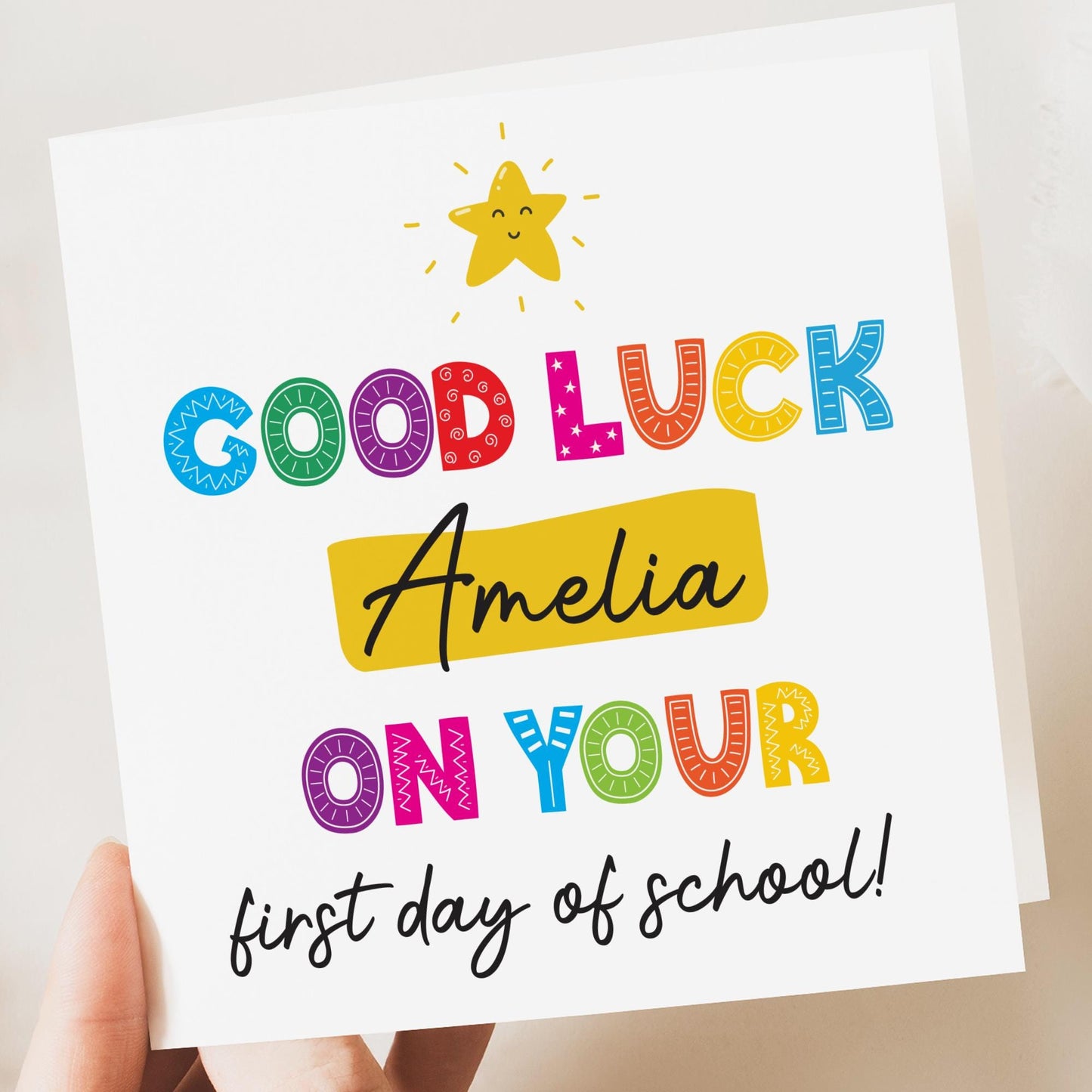 First day at School Card, First day of Secondary School, Nursery Card, Back to school card, Preschool Card, Personalised good luck card
