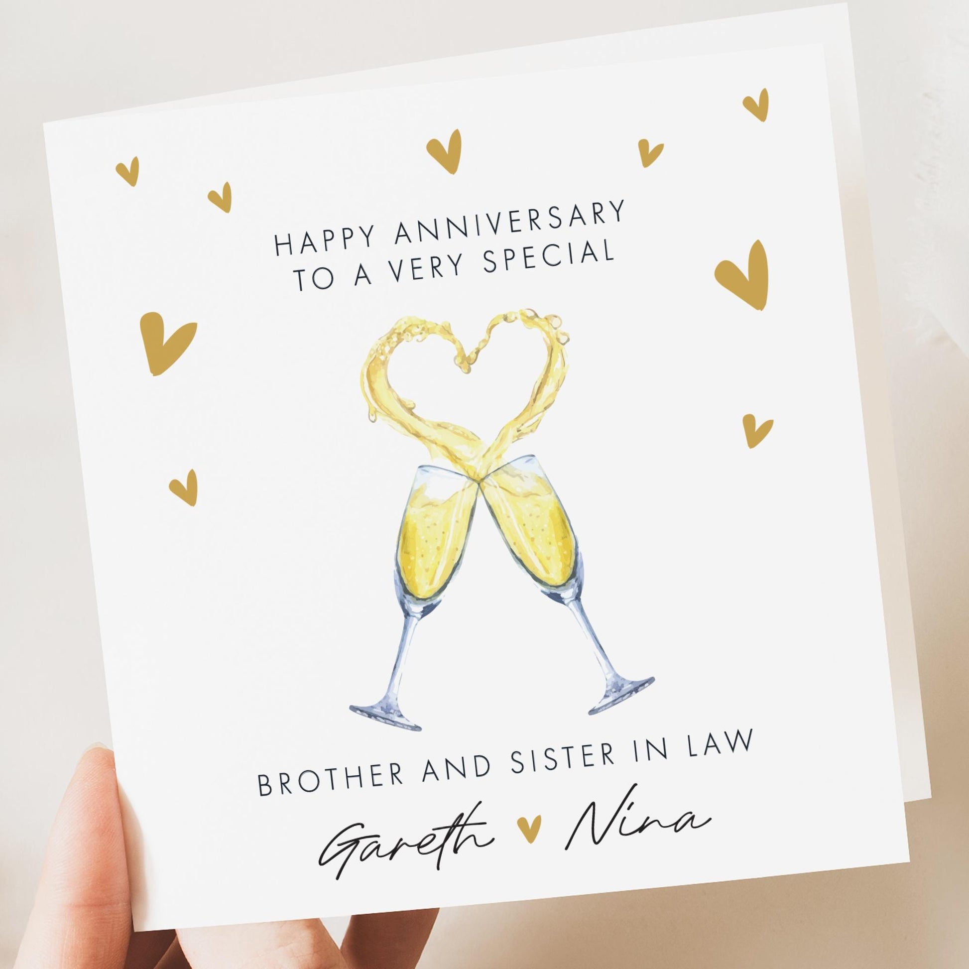 Elegant wedding Anniversary Card: Brother, Sister-in-Law, Friends