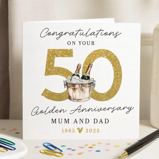 50th golden wedding anniversary card