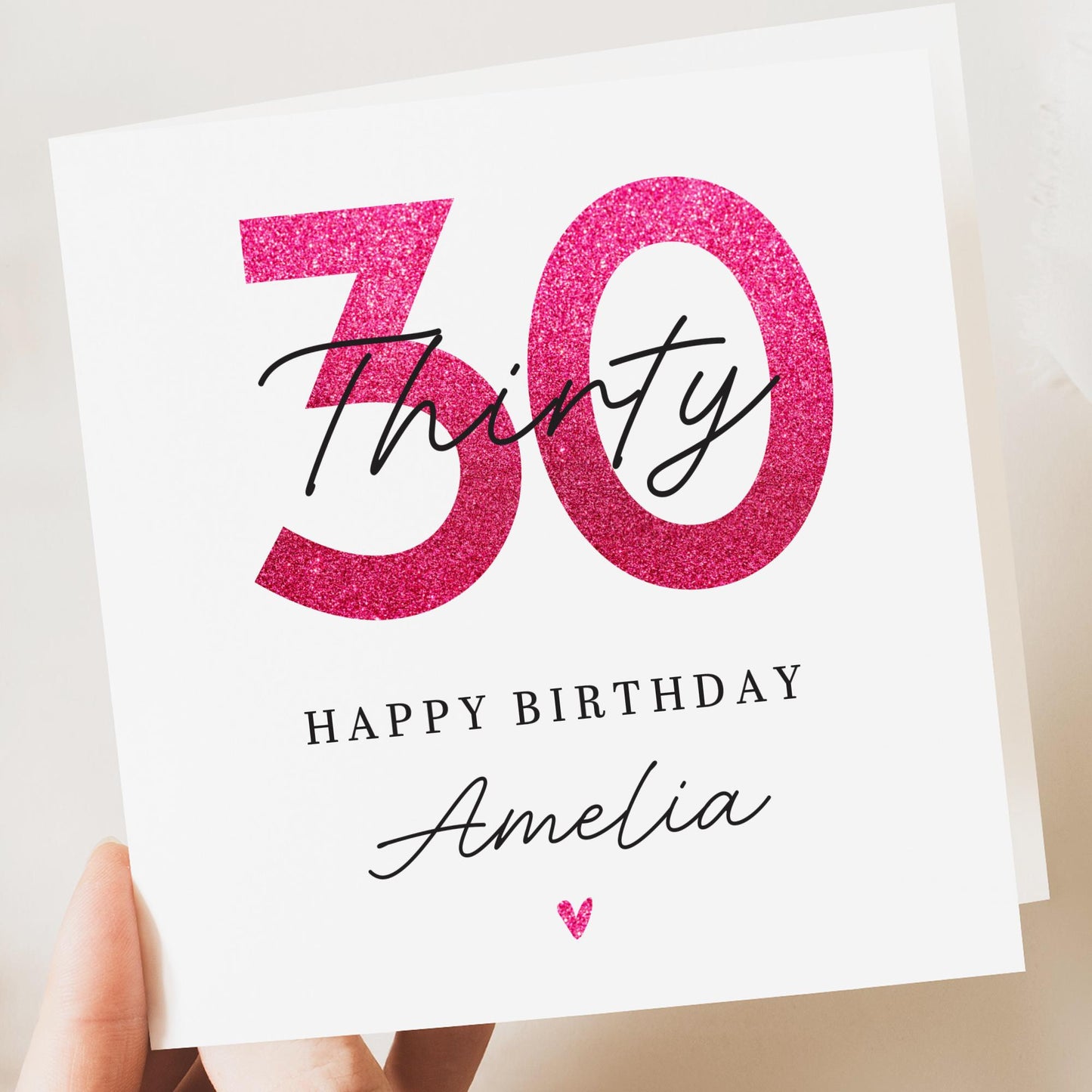 Personalised 30th Birthday Age Card - 30th Happy Birthday - Personalised Thirtieth - Birthday Card For Her