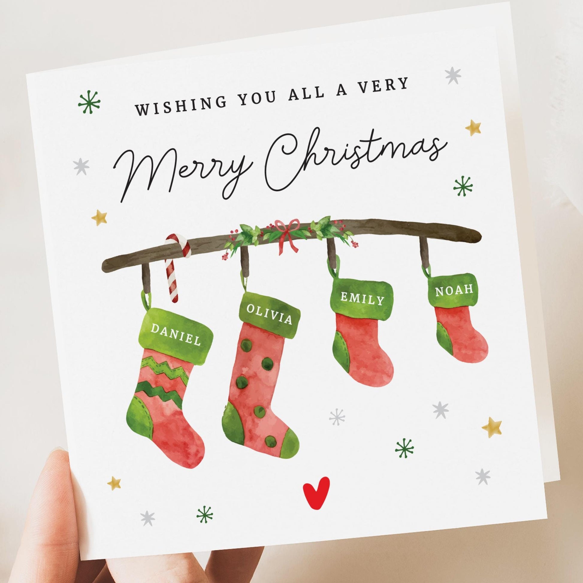 Family Christmas Card | Personalised Christmas Card for Family | Family Names Card | Christmas Card | Stockings Family Christmas Card
