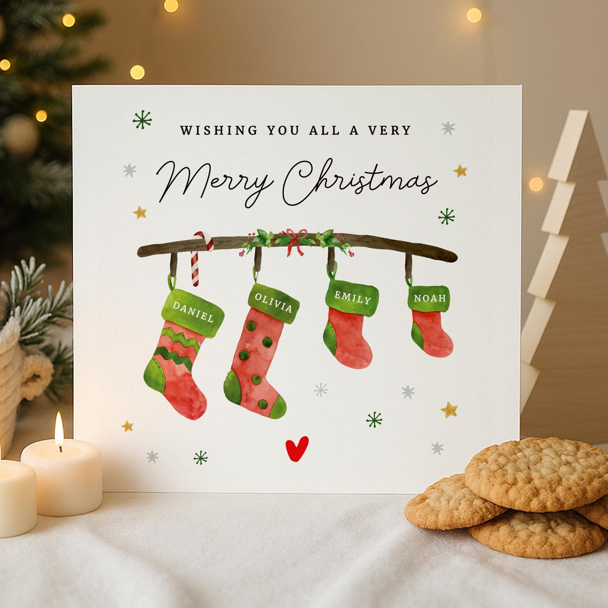 Family Christmas Card | Personalised Christmas Card for Family | Family Names Card | Christmas Card | Stockings Family Christmas Card