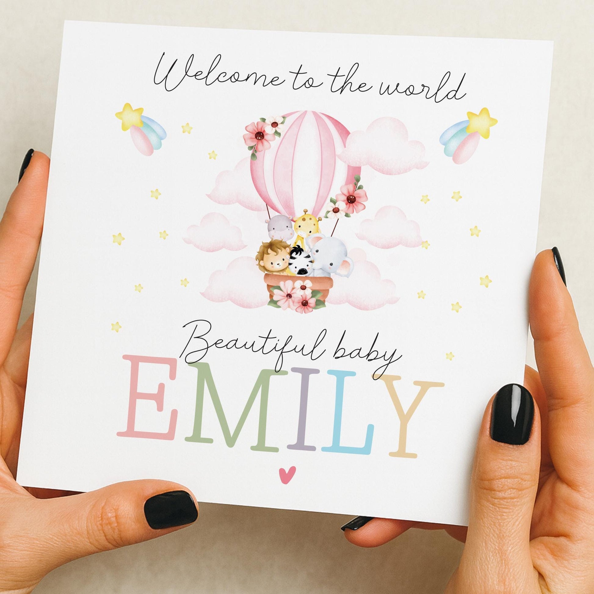 Baby girl personalised card