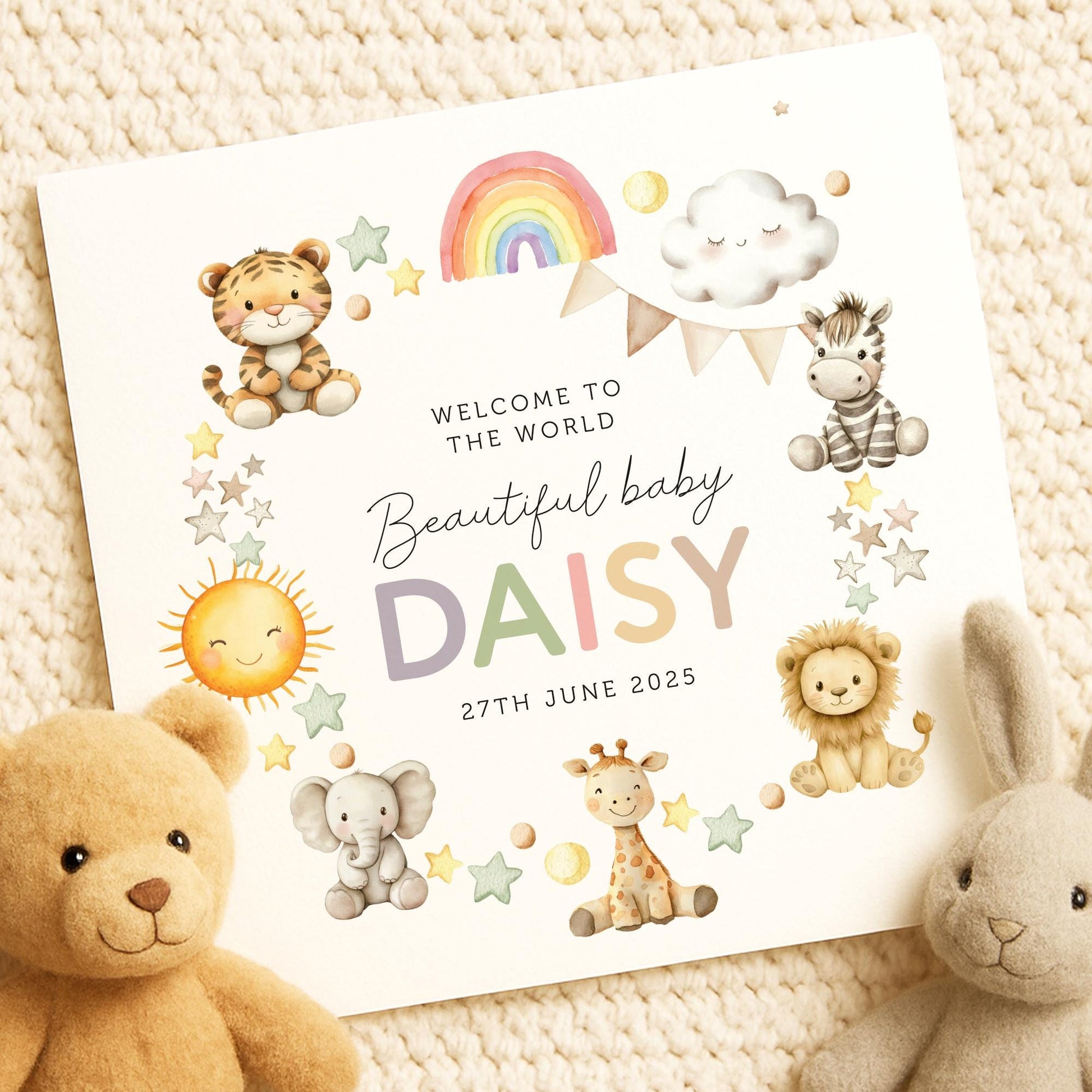 NEW BORN Baby girl personalised card