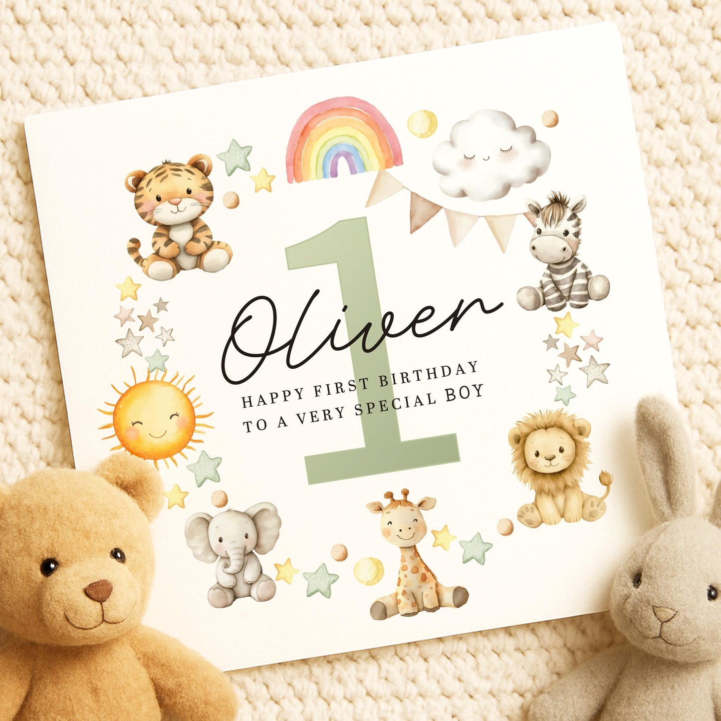 1st Birthday Card For Boy Green