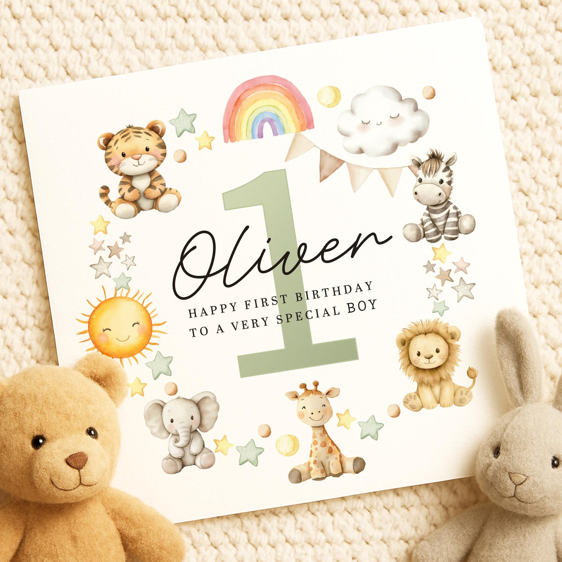 1st Birthday Card For Boy Green