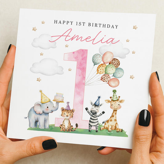 1st Birthday Card Girl, First Birthday Card For Girl, Personalised 1st Birthday Card, Girl 1st Birthday Card, 1st Birthday Girl Gift