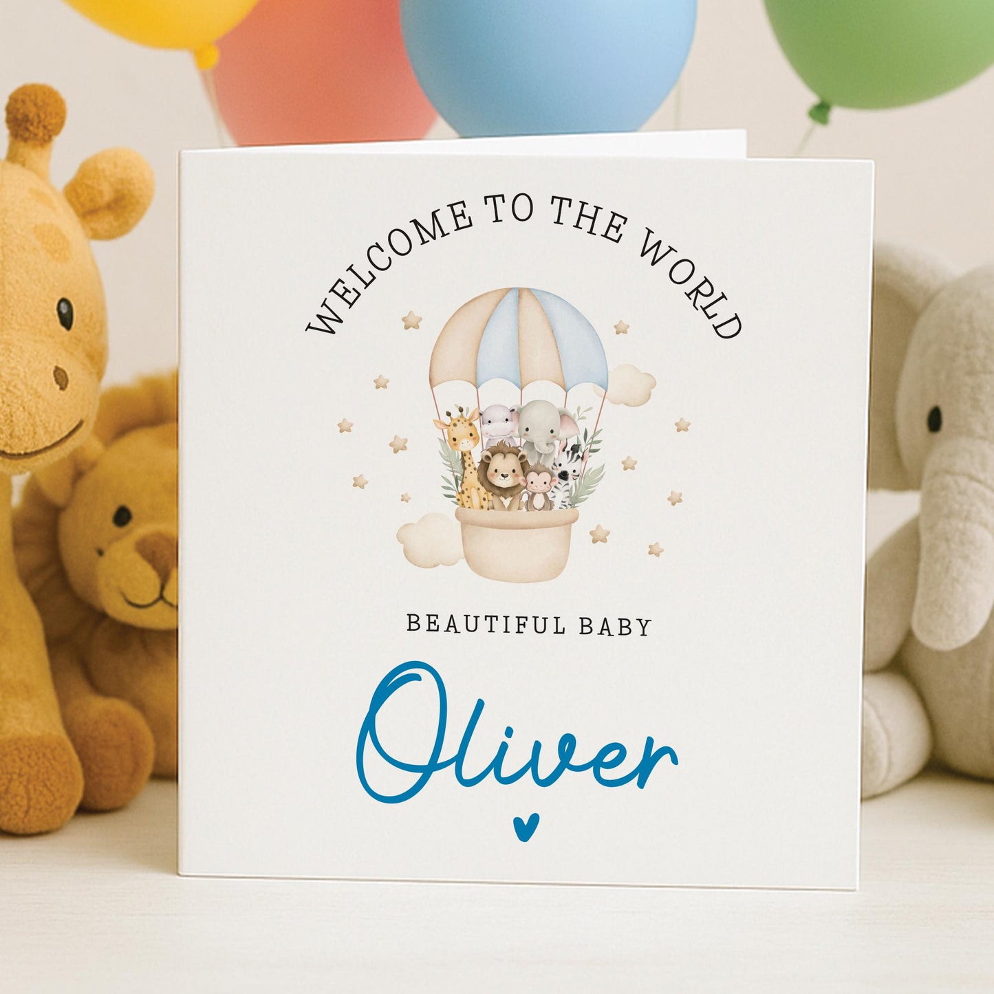 Congratulations New Baby Boy, Personalised New Baby Boy Card, Welcome To The World Card, Elephant Baby Card Personalised, Baby Shower Gifts