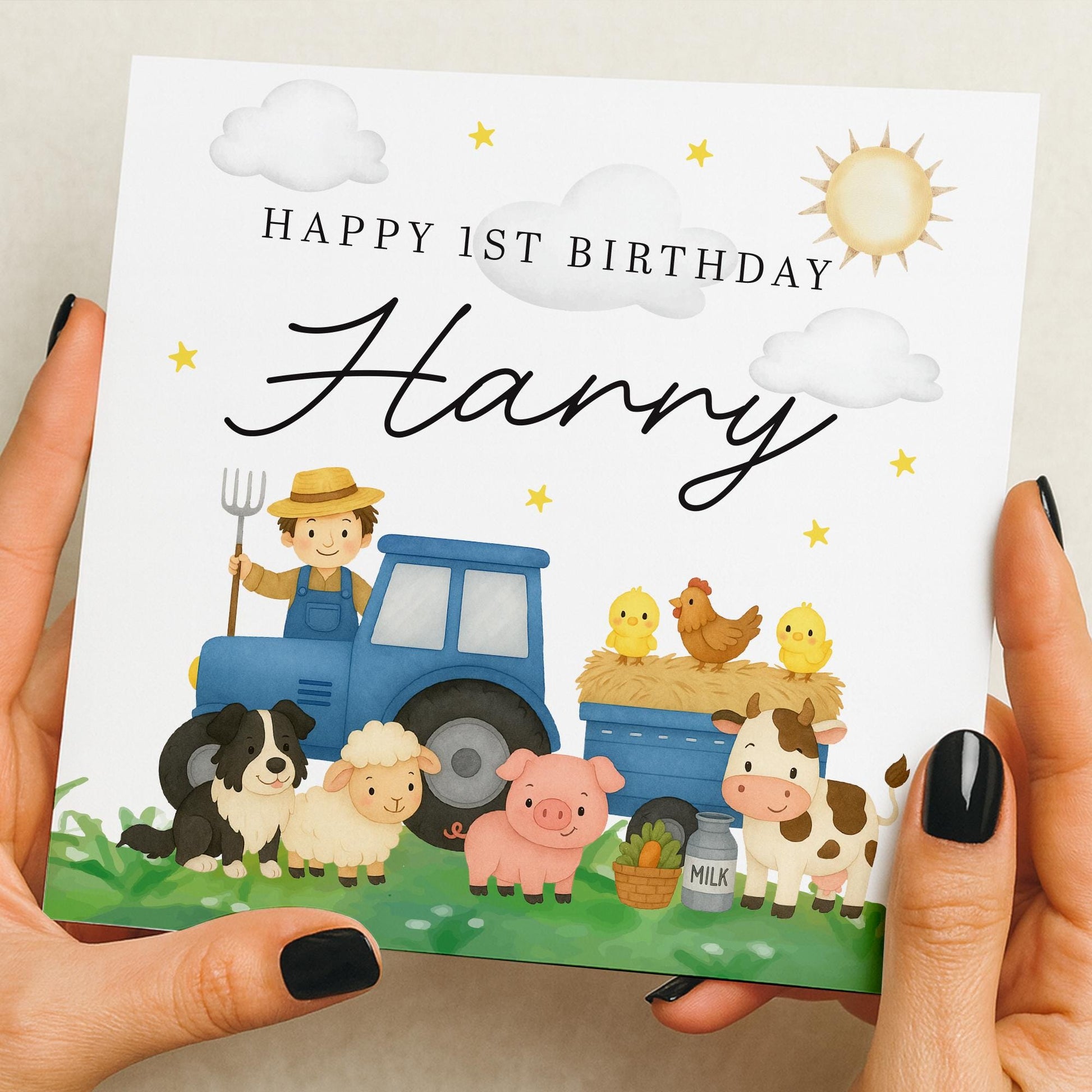 1st Birthday Card Boy, First Birthday Card For Boy, Personalised 1st Birthday Card, Boy 1st Birthday Card, 1st Birthday Boy Gift, Tractors
