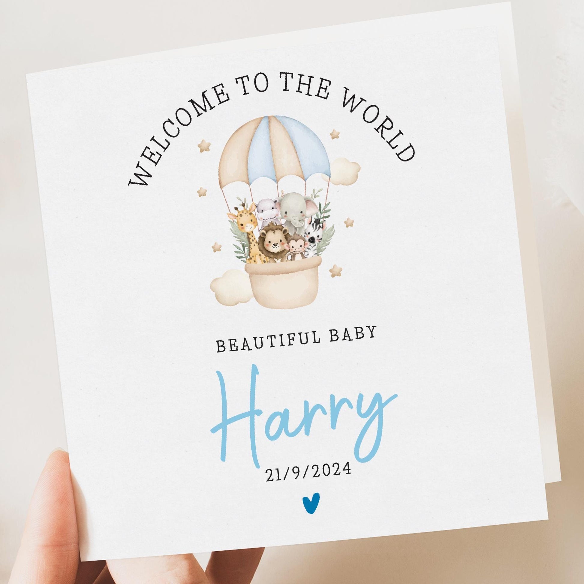 Congratulations New Baby Boy, Personalised New Baby Boy Card, Welcome To The World Card, Elephant Baby Card Personalised, Baby Shower Gifts