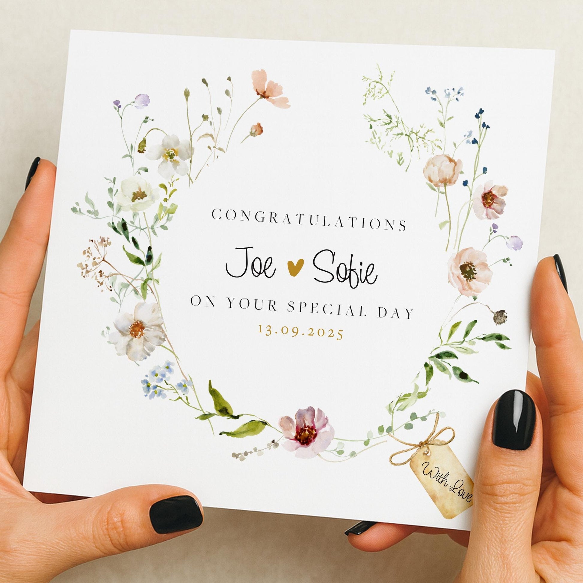 Personalised Wedding Floral Cards | Newly Married Couple Greetings | Anniversary | Congratulations Engagement Card | Wedding Gift Card