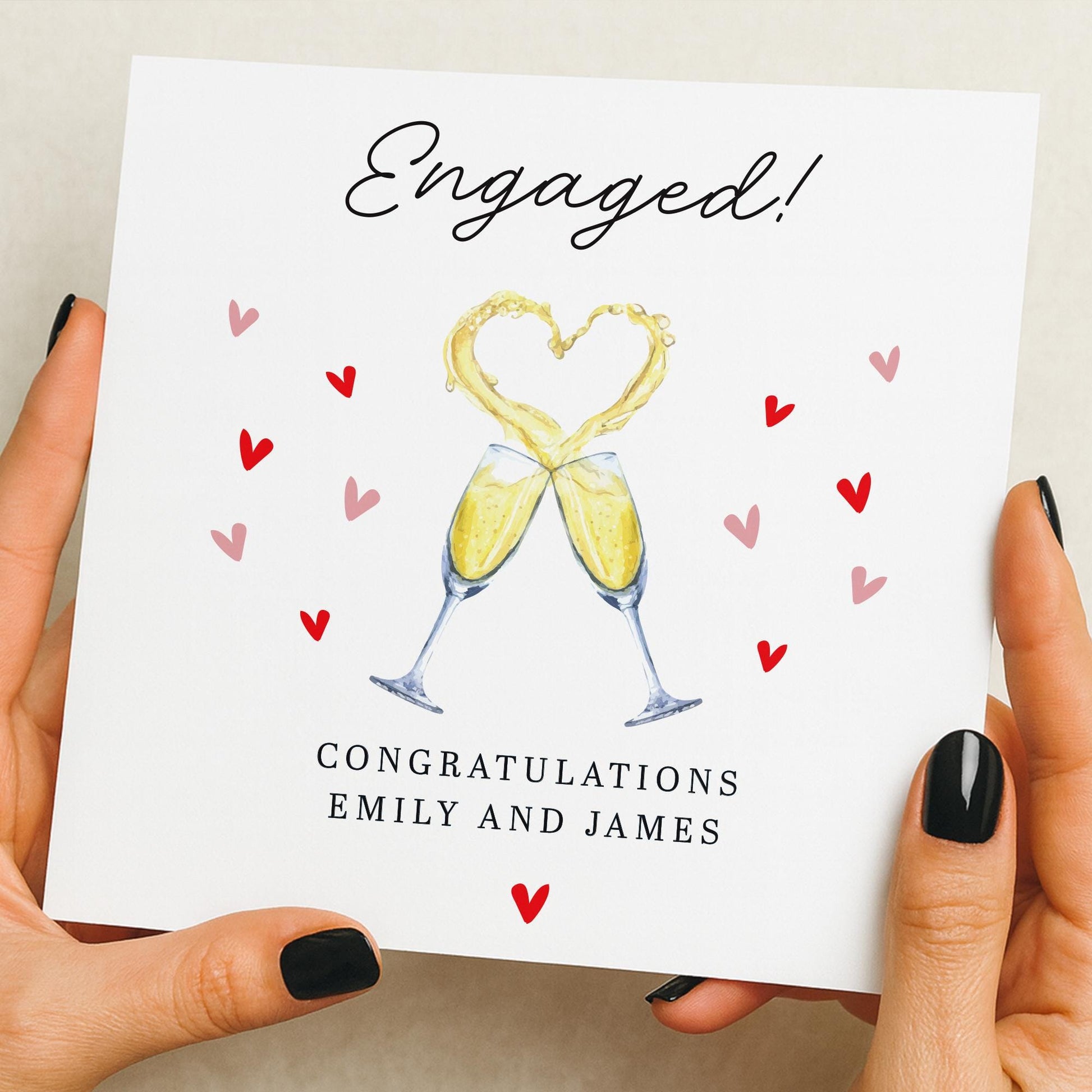 Personalised Engagement Card - Happily Ever After - Congratulations on Your Engagement Card - Engagement Card - Engaged! - Love Hearts
