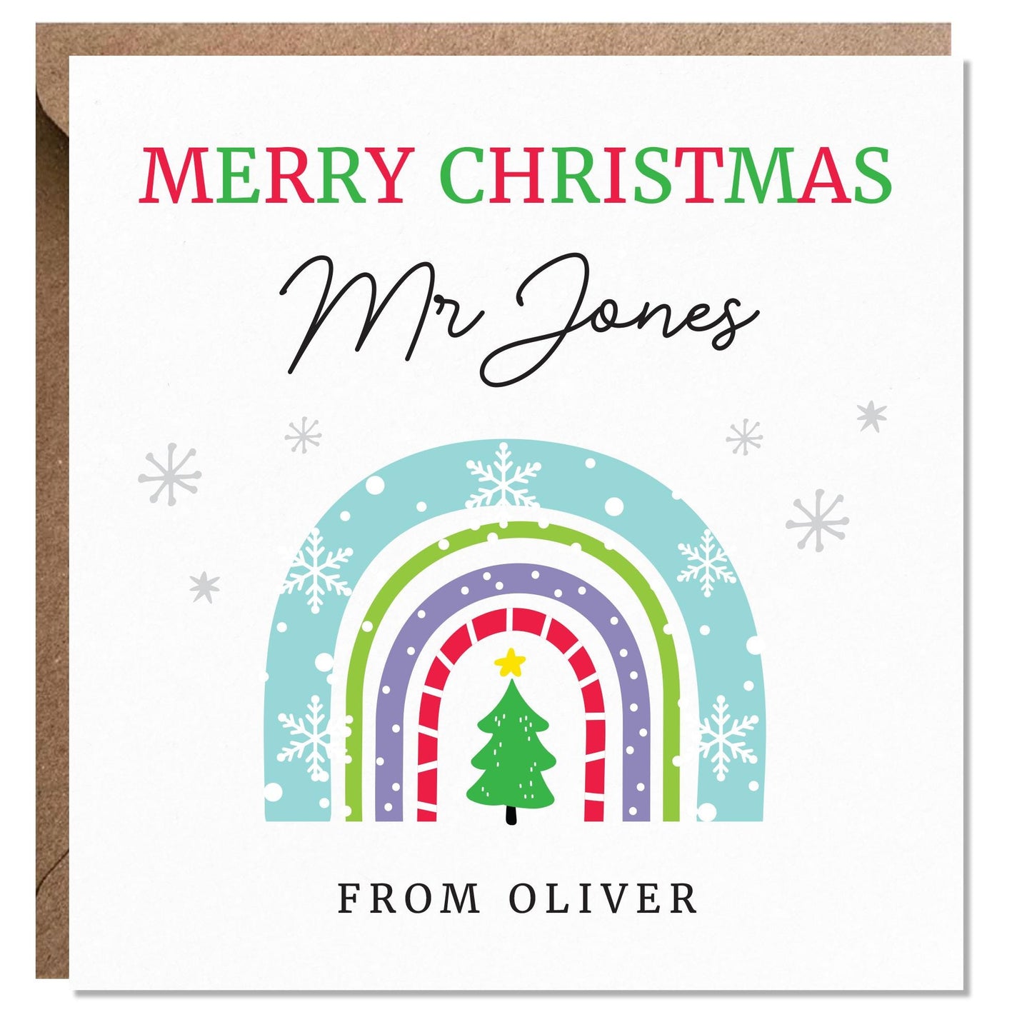Christmas Card, Personalised Christmas Card for teacher, Teacher Christmas Card, Thank you Teacher Christmas Card