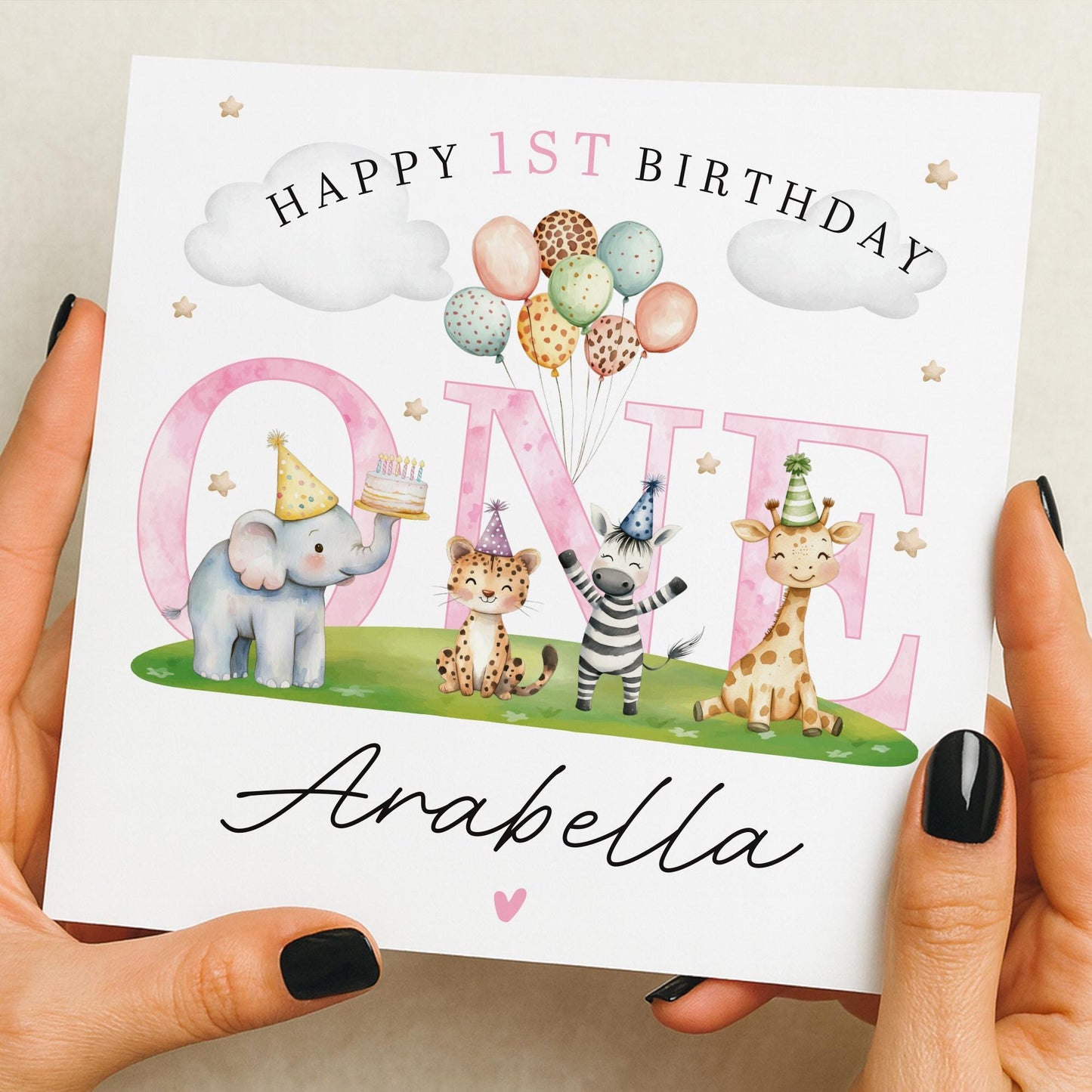 1st Birthday Card Girl, First Birthday Card For Girl, Personalised 1st Birthday Card, Girl 1st Birthday Card, 1st Birthday Girl Gift